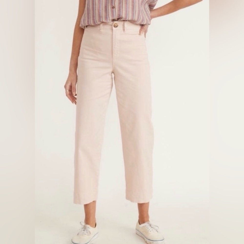 Marine Layer Bridget Wide Leg Crop Pants Peach Whip light pink spring 6